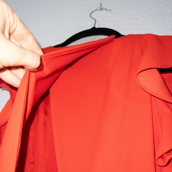 New J. Crew Bright‎ Cerise Red Ruffle Crape Jumpsuit Size 0 - Picture 9 of 13